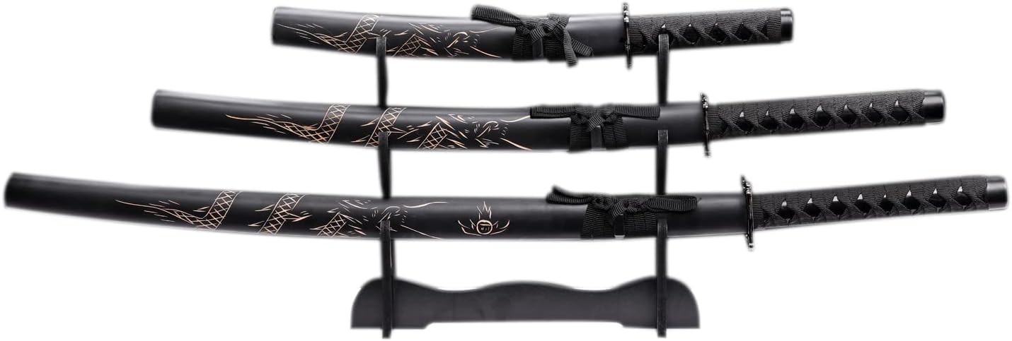 SET DE 3 KATANAS CON SOPORTE DE REGALO CAT-1895