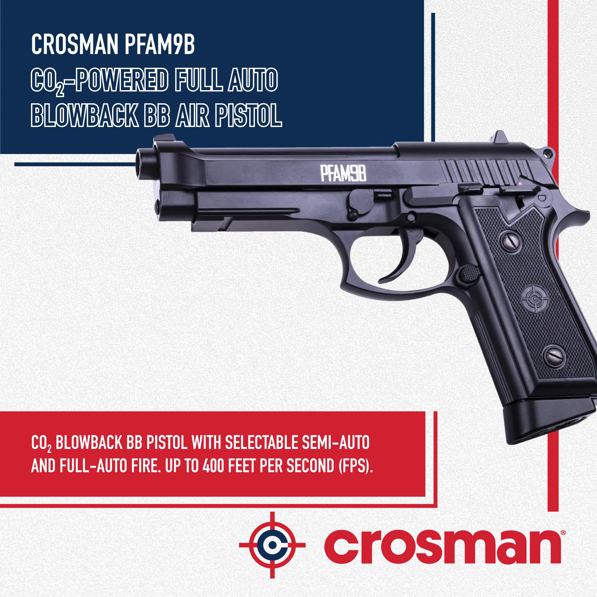 PISTOLA DE CO2 CROSMAN SEMIAUTOMÁTICA CON DUALAMMO BLOWBACK PDM9B