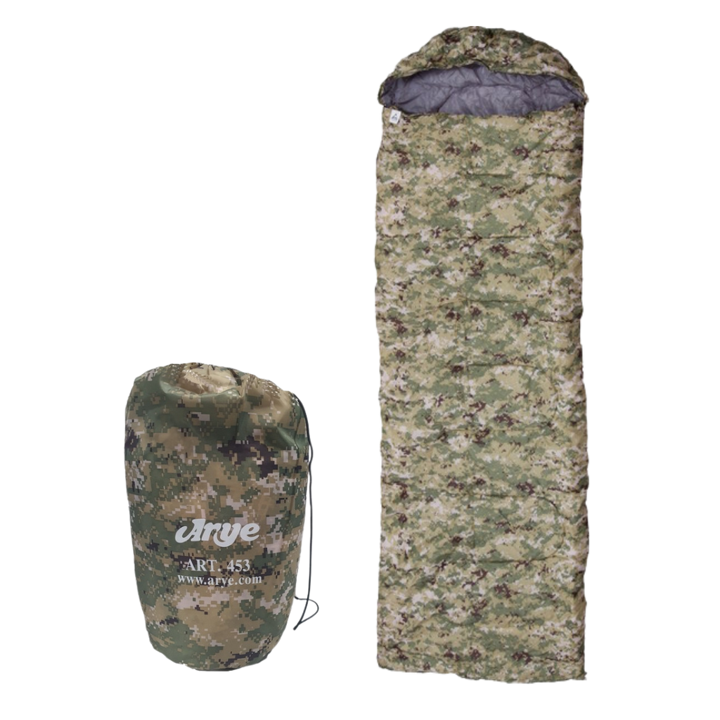 Sobre Bolsa de Dormir Camuflado Digital Con Capucha 180+30x75