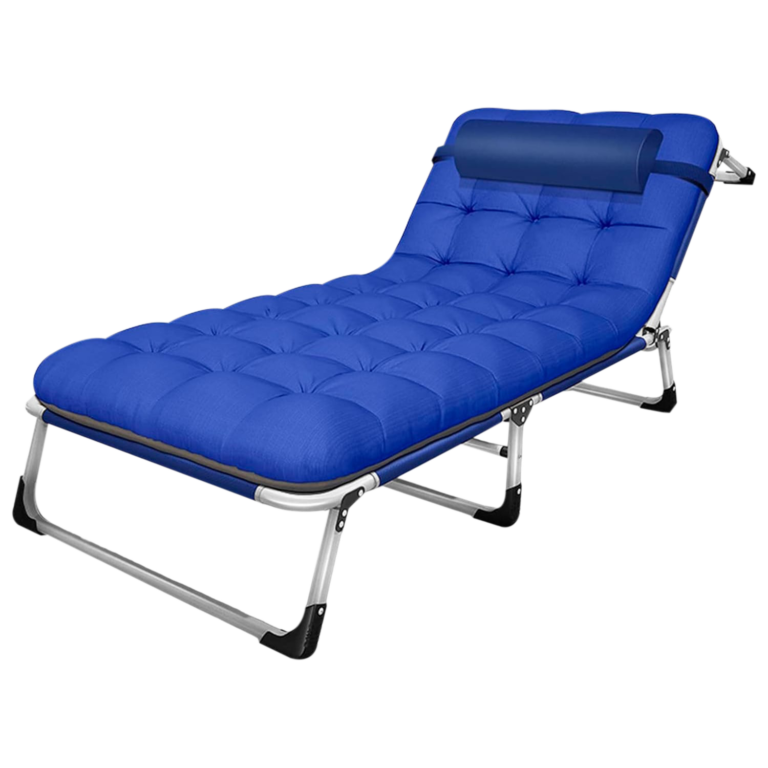 Catre Reposera Azul Plegable Acolchonada de Aluminio 193x68x30cm