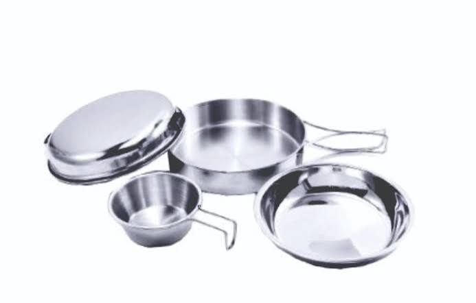 SET DE PLATOS 3 EN 1  PARA UNA PERSONA DE ACERO INOXIDABLE