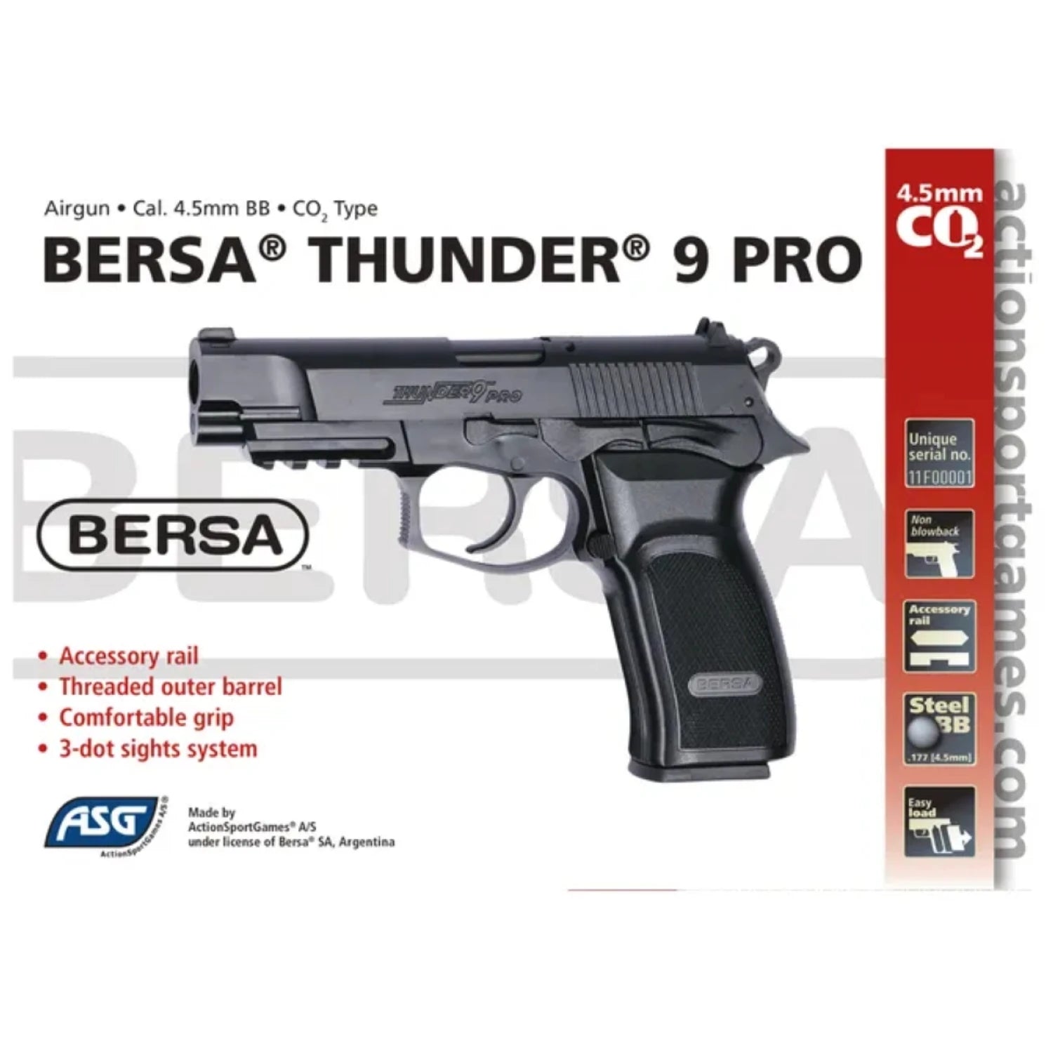 PISTOLA BERSA THUNDER 9 PRO SEMI AUTOMATICA 4.5 mm CO2  CAM-25F007641